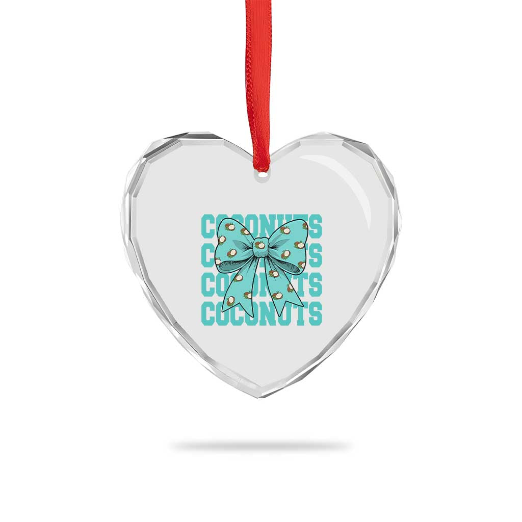 Retro Coconuts Coquette Bow Heart Crystal Glass Ornament Summer Beach Coconut Fruit Humor TS10 Print Your Wear