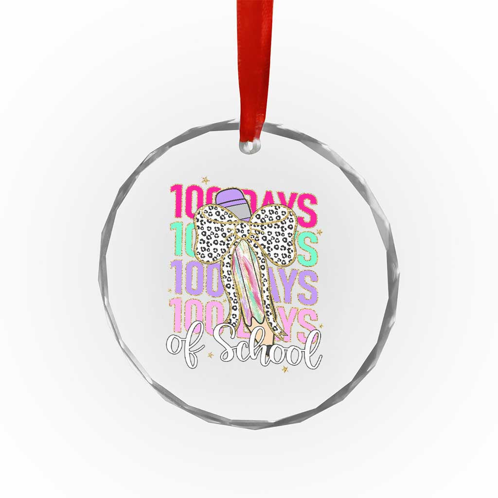 Retro Coquette 100 Days Of School Crystal Glass Ornament for Schoolgirls Teacher TS02 Print Your Wear