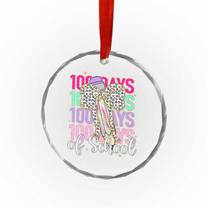 Retro Coquette 100 Days Of School Crystal Glass Ornament for Schoolgirls Teacher - Print Your Wear