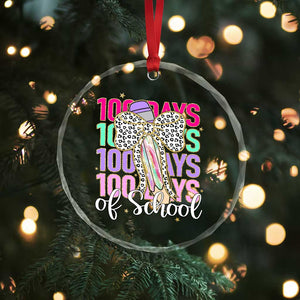 Retro Coquette 100 Days Of School Crystal Glass Ornament for Schoolgirls Teacher - Print Your Wear