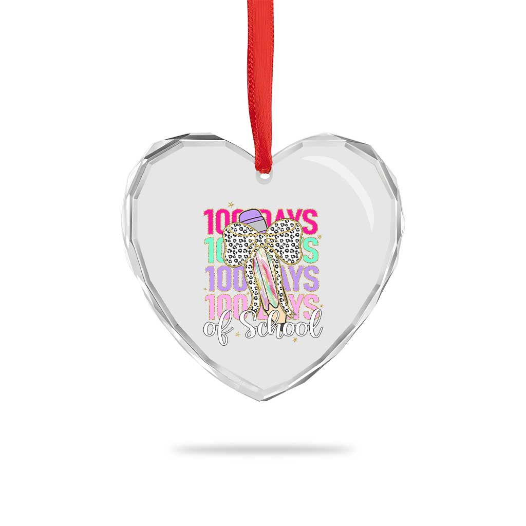 Retro Coquette 100 Days Of School Heart Crystal Glass Ornament for Schoolgirls Teacher TS02 Print Your Wear