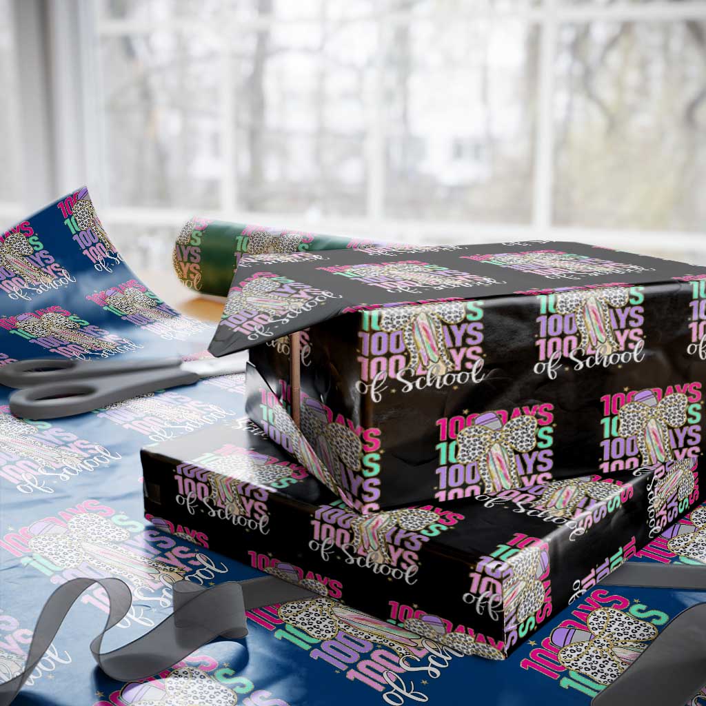 Retro Coquette 100 Days Of School Wrapping Paper Roll for Schoolgirls Teacher TS02 Black Print Your Wear