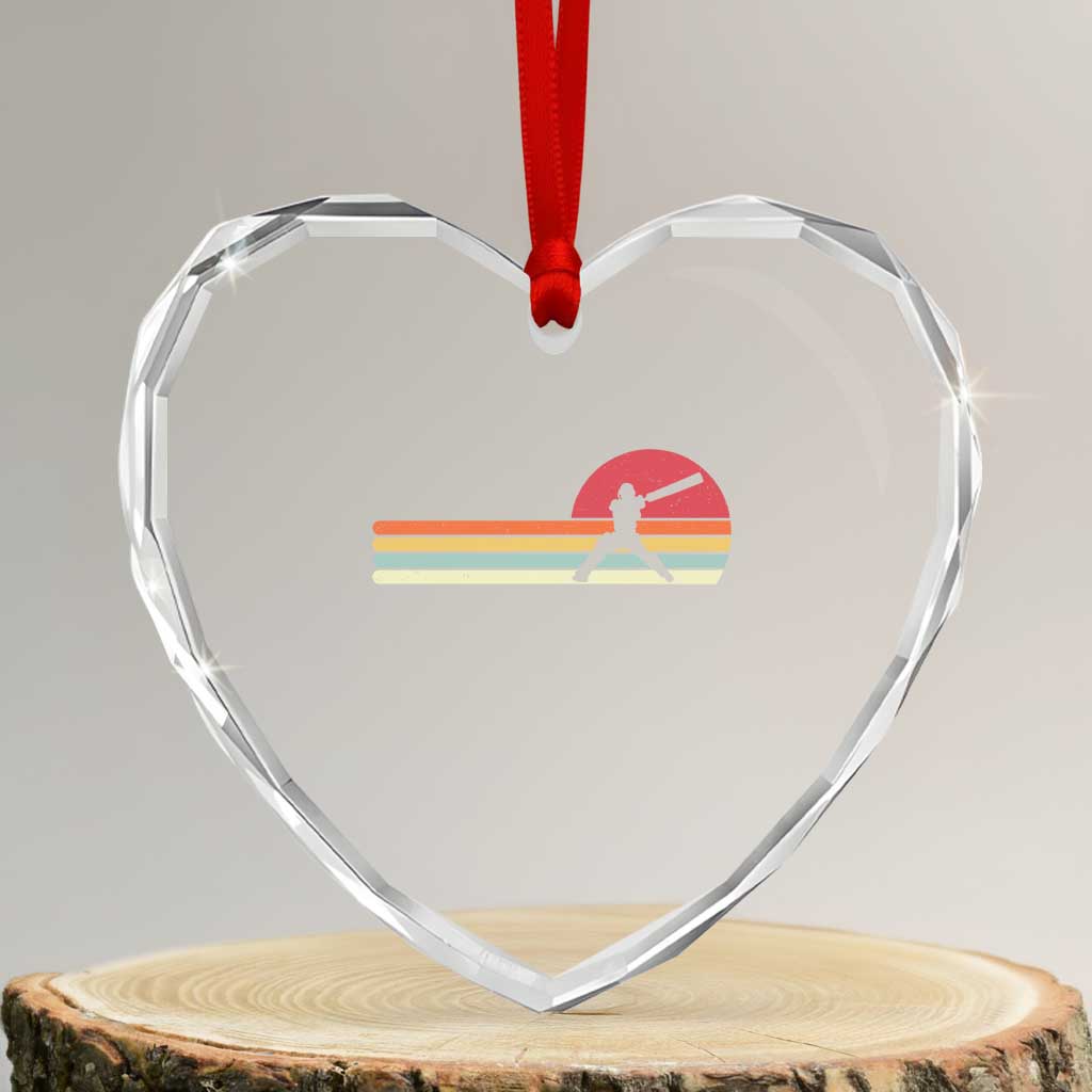 Retro Cricket Player Heart Crystal Glass Ornament Retro Vintage Sport Batsman Cricket Gifts TS10 Transparent Glass 3'' Heart Print Your Wear