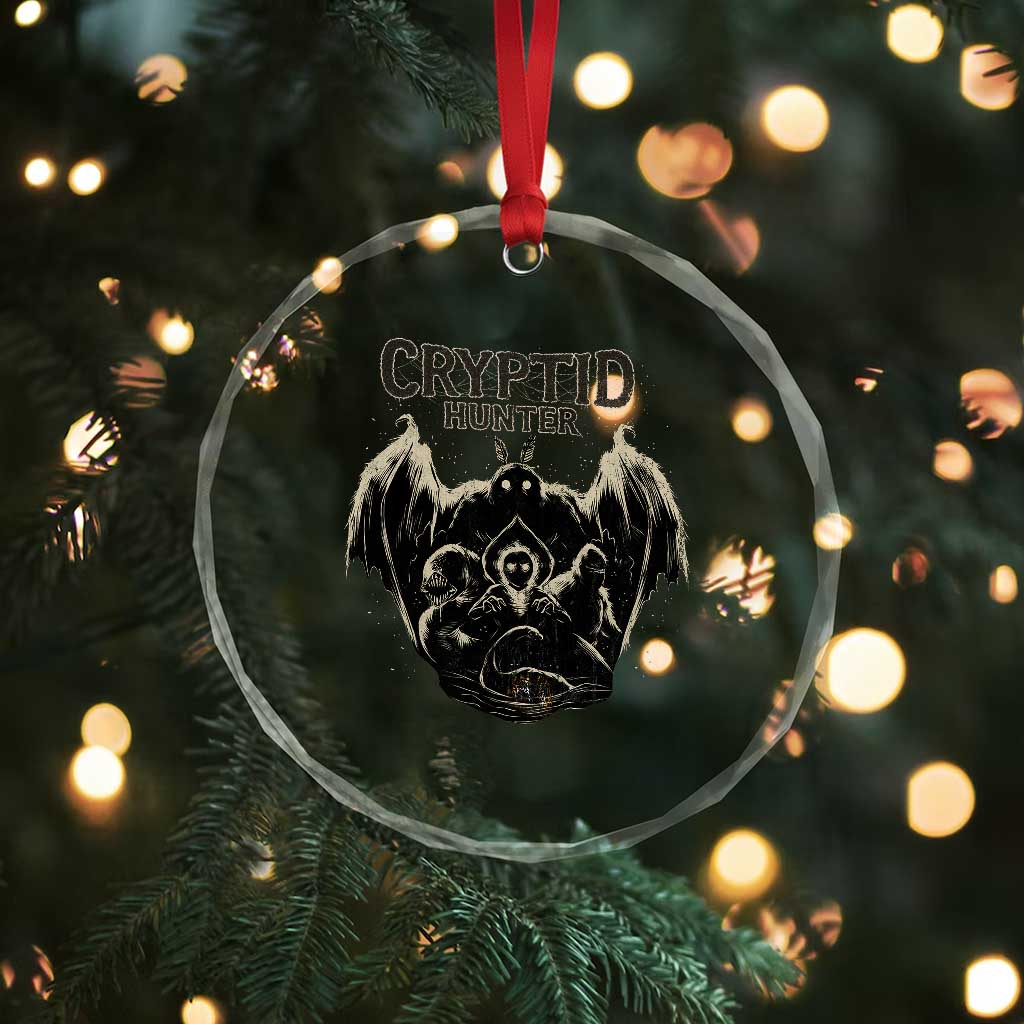 Retro Cryptid Hunter Crystal Glass Ornament Mothman Bigfoot Loch Ness Monster Cryptids TS10 Print Your Wear