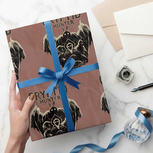 Retro Cryptid Hunter Wrapping Paper Roll Mothman Bigfoot Loch Ness Monster Cryptids TS10 Mocha Print Your Wear
