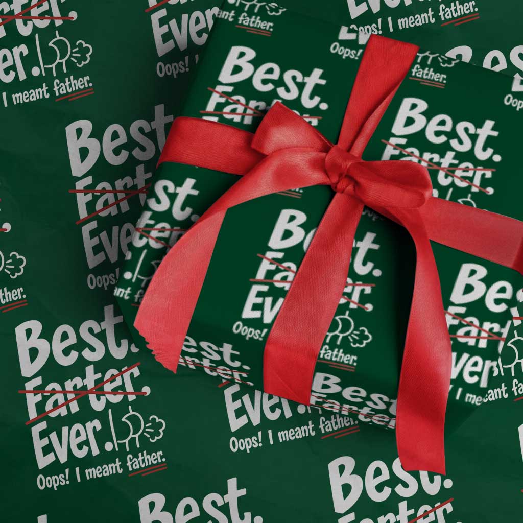 Retro Dad Worlds Best Farter I Mean Father Wrapping Paper Roll Funny Gag Gift Birthday Husband Dad Fathers Day TS10 Green Print Your Wear