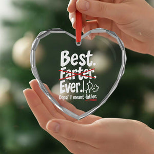 Retro Dad Worlds Best Farter I Mean Father Heart Crystal Glass Ornament Funny Gag Gift Birthday Husband Dad Fathers Day