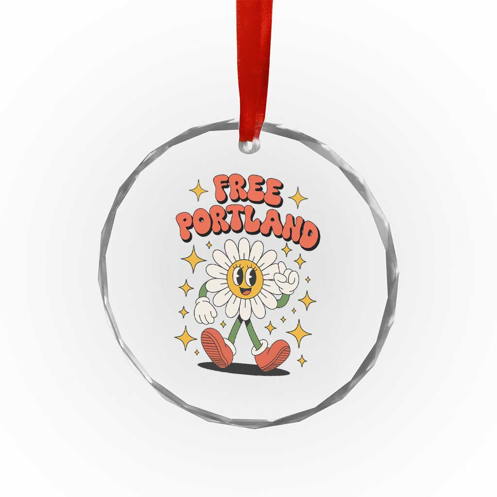 Retro Daisy Free Portland Crystal Glass Ornament Oregon Freedom Fighter Flower Groovy Graphic TS02 Print Your Wear