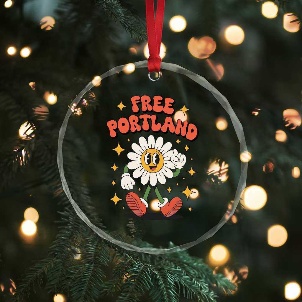 Retro Daisy Free Portland Crystal Glass Ornament Oregon Freedom Fighter Flower Groovy Graphic TS02 Print Your Wear