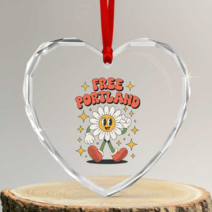 Retro Daisy Free Portland Heart Crystal Glass Ornament Oregon Freedom Fighter Flower Groovy Graphic TS02 Transparent Glass 3'' Heart Print Your Wear