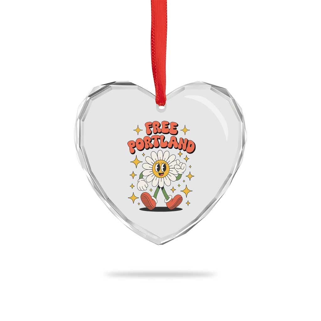 Retro Daisy Free Portland Heart Crystal Glass Ornament Oregon Freedom Fighter Flower Groovy Graphic TS02 Print Your Wear