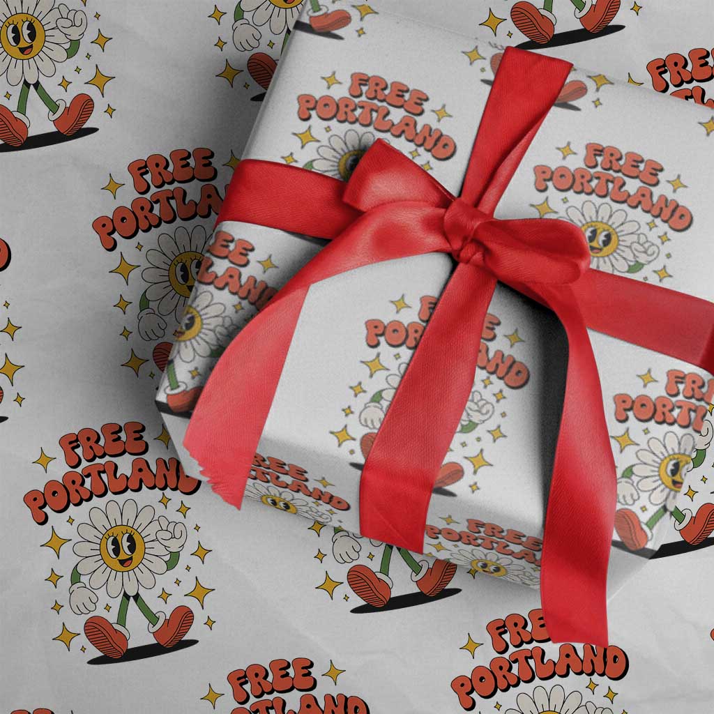 Retro Daisy Free Portland Wrapping Paper Roll Oregon Freedom Fighter Flower Groovy Graphic TS02 White Print Your Wear