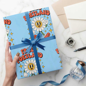 Retro Daisy Free Portland Wrapping Paper Roll Oregon Freedom Fighter Flower Groovy Graphic TS02 Light Blue Print Your Wear