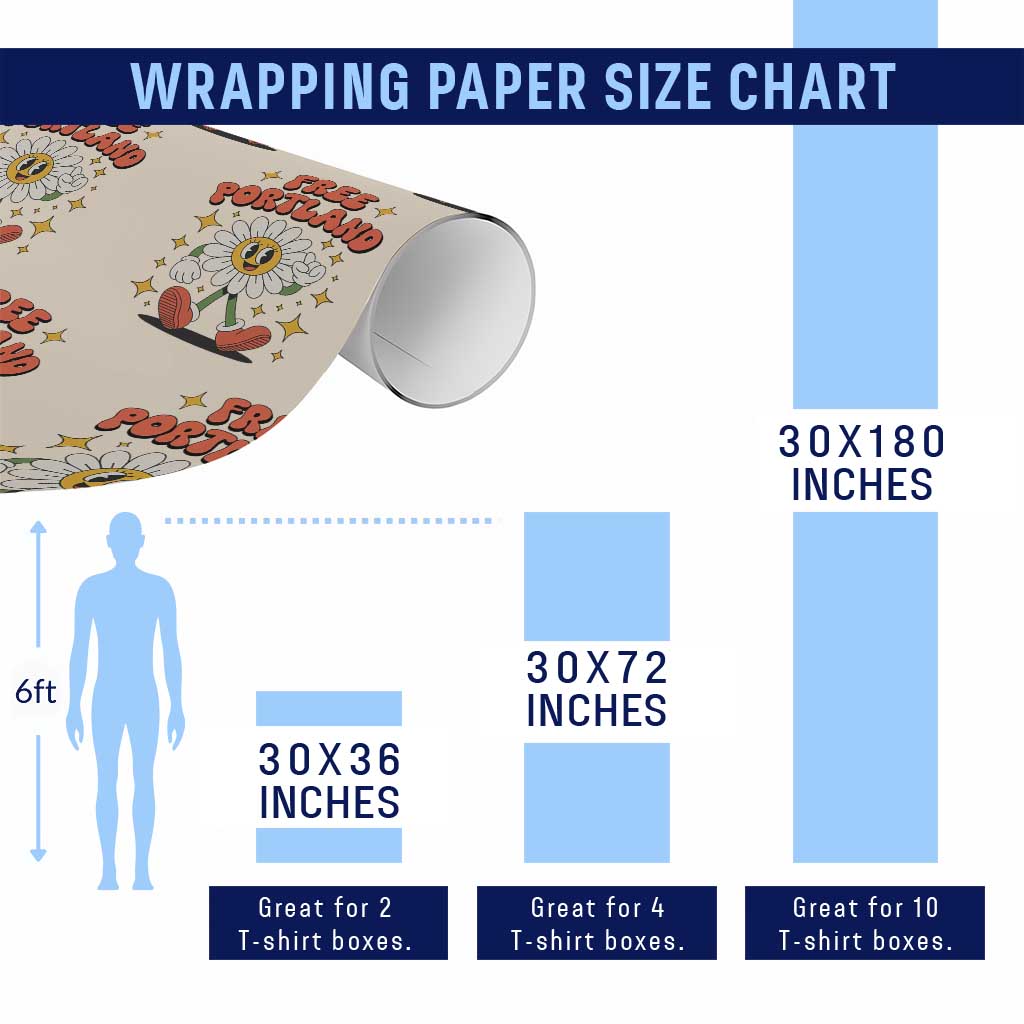 Retro Daisy Free Portland Wrapping Paper Roll Oregon Freedom Fighter Flower Groovy Graphic TS02 Print Your Wear