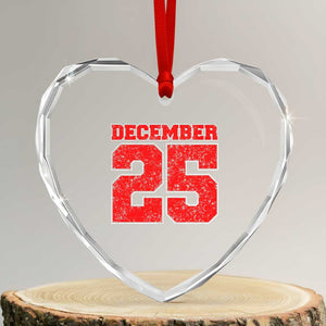 Retro December 25 Christmas Heart Crystal Glass Ornament Vintage Holiday TS10 Transparent Glass 3'' Heart Print Your Wear