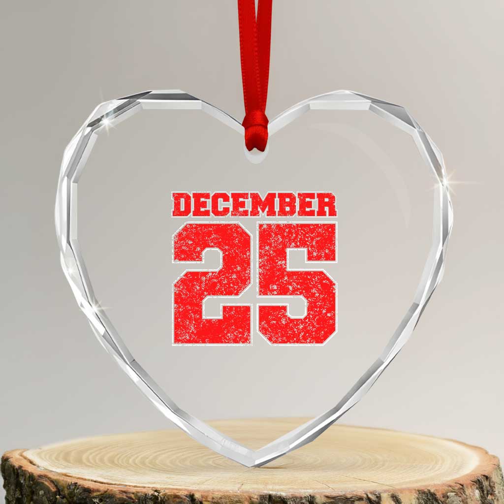 Retro December 25 Christmas Heart Crystal Glass Ornament Vintage Holiday TS10 Transparent Glass 3'' Heart Print Your Wear