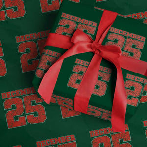 Retro December 25 Christmas Wrapping Paper Roll Vintage Holiday TS10 Green Print Your Wear