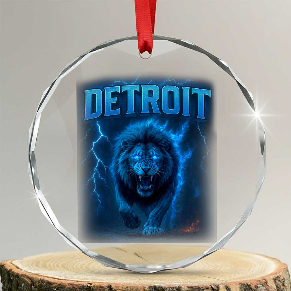 Retro Detroit Football Crystal Glass Ornament Love Lions Bootleg Vintage Rap Tee TS10 Transparent Glass 3'' Circle Print Your Wear