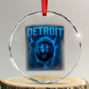 Retro Detroit Football Crystal Glass Ornament Love Lions Bootleg Vintage Rap Tee TS10 Transparent Glass 3'' Circle Print Your Wear
