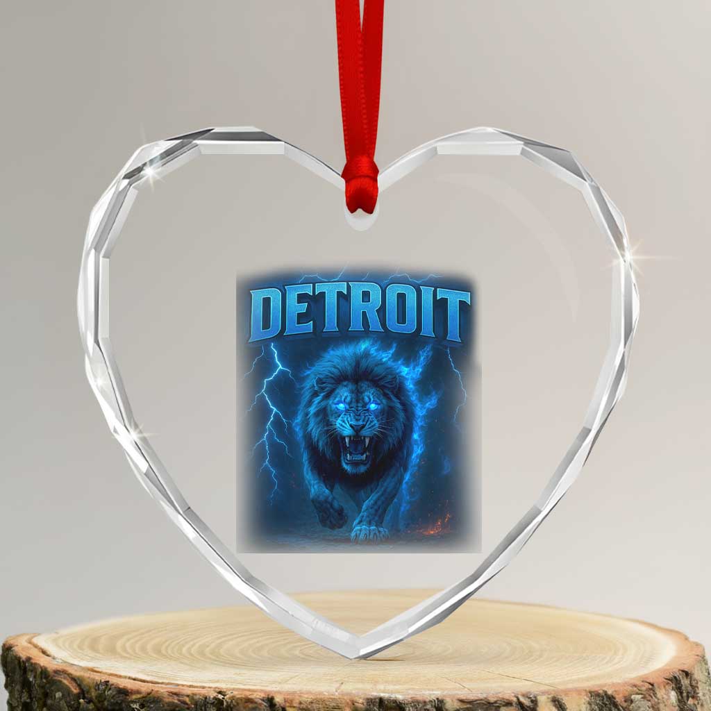Retro Detroit Football Heart Crystal Glass Ornament Love Lions Bootleg Vintage Rap Tee TS10 Transparent Glass 3'' Heart Print Your Wear