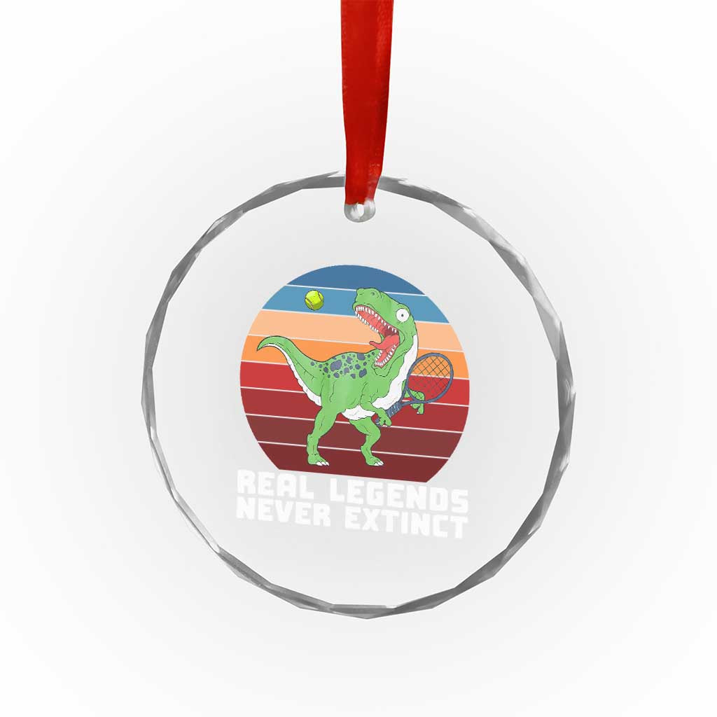 Retro Dinosaur Tennis Player Crystal Glass Ornament Real Legends Never Extinct TS12 Print Your Wear