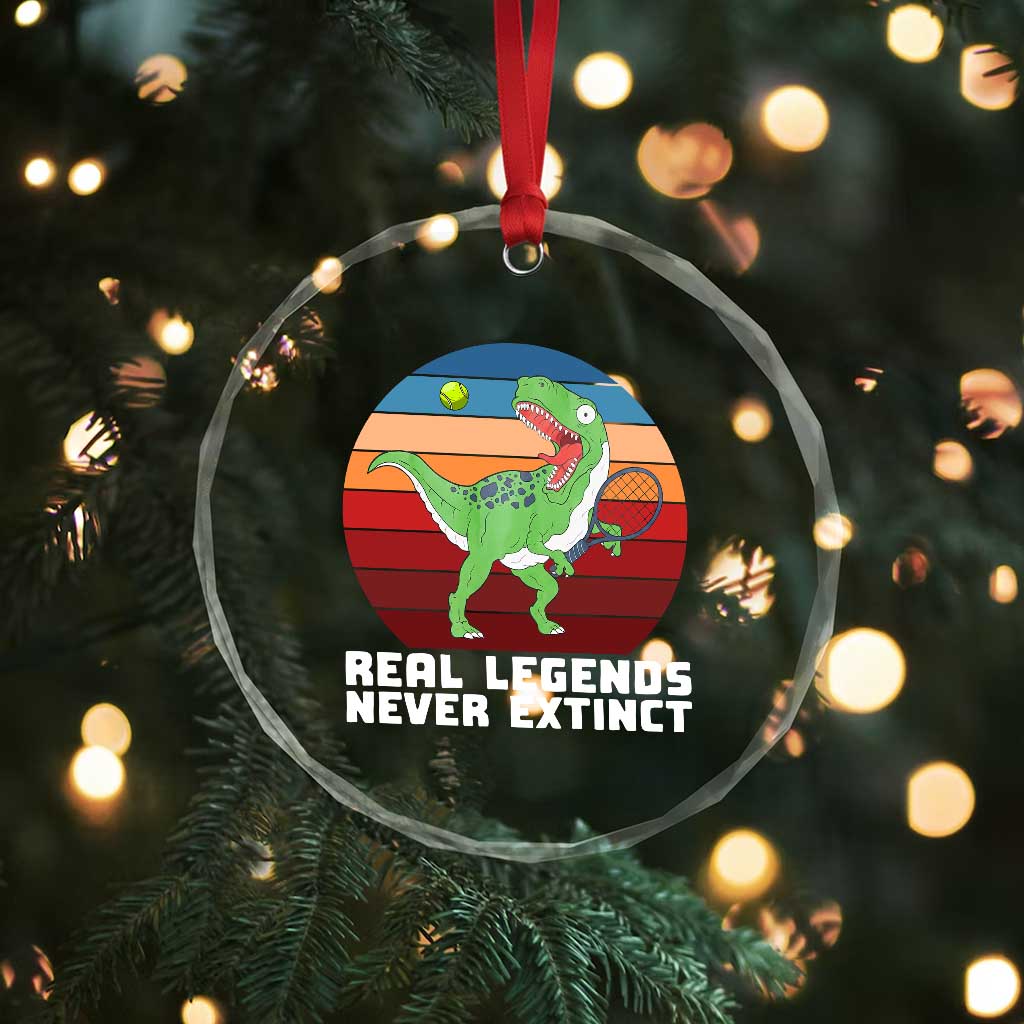 Retro Dinosaur Tennis Player Crystal Glass Ornament Real Legends Never Extinct TS12 Print Your Wear