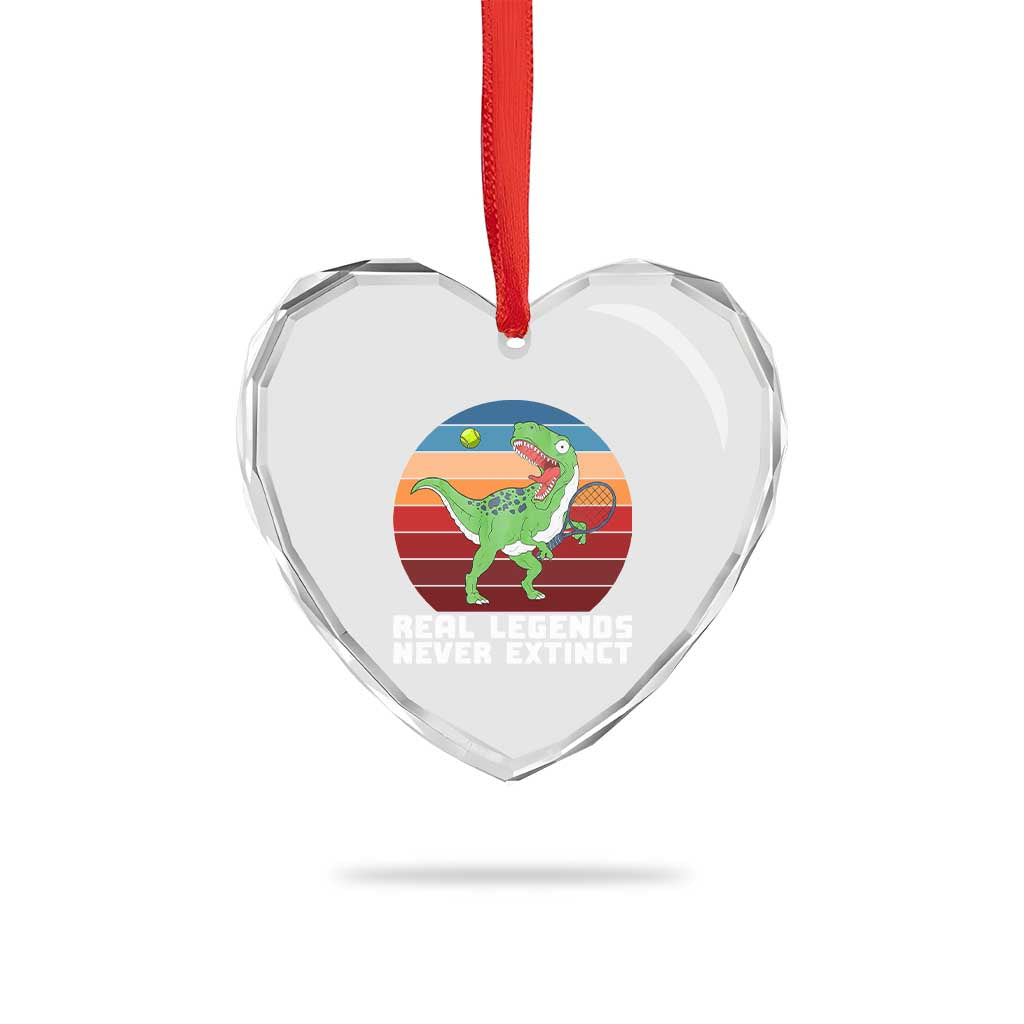 Retro Dinosaur Tennis Player Heart Crystal Glass Ornament Real Legends Never Extinct TS12 Print Your Wear