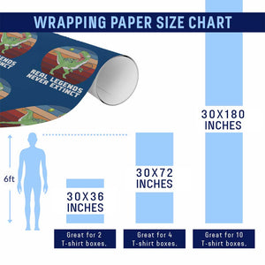 Retro Dinosaur Tennis Player Wrapping Paper Roll Real Legends Never Extinct TS12 Print Your Wear