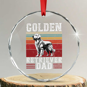 Retro Dog Golden Dad Crystal Glass Ornament Fathers Day Gift for Dog Lovers Golden Retriever Dad TS10 Transparent Glass 3'' Circle Print Your Wear