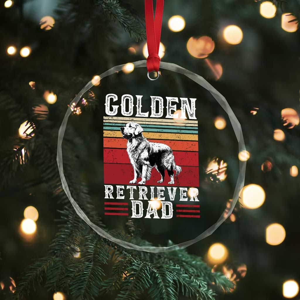 Retro Dog Golden Dad Crystal Glass Ornament Fathers Day Gift for Dog Lovers Golden Retriever Dad TS10 Print Your Wear