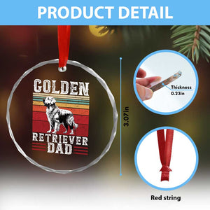 Retro Dog Golden Dad Crystal Glass Ornament Fathers Day Gift for Dog Lovers Golden Retriever Dad TS10 Print Your Wear
