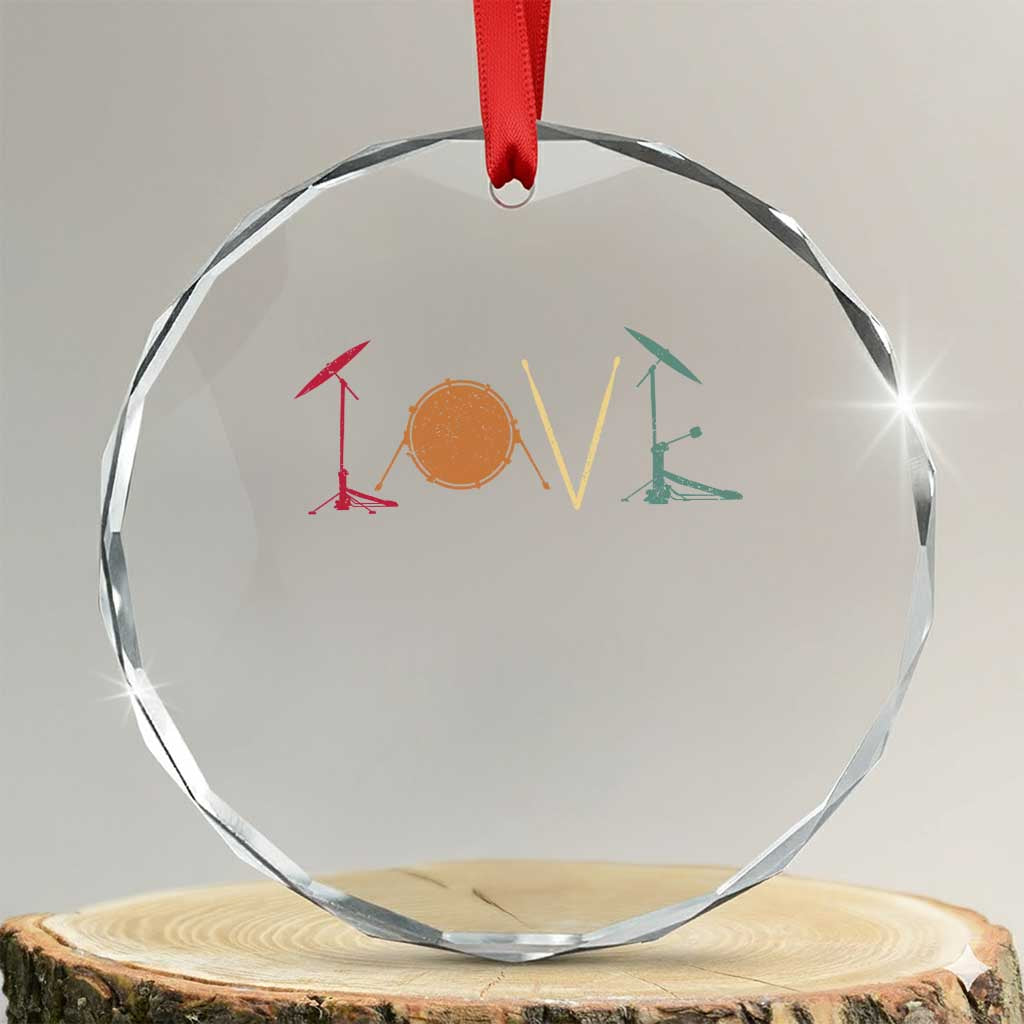 Retro Drummer Crystal Glass Ornament Drum Love Drums Drumline TS10 Transparent Glass 3'' Circle Print Your Wear