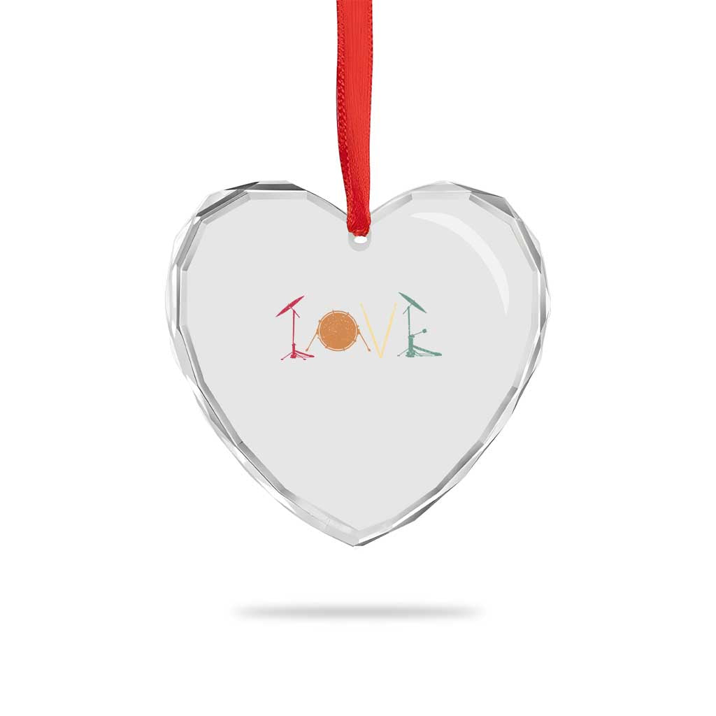 Retro Drummer Heart Crystal Glass Ornament Drum Love Drums Drumline TS10 Print Your Wear