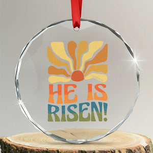 Retro Easter Crystal Glass Ornament Jesus He is Risen Matthew 28:6 Bible Verse Kids TS10 Transparent Glass 3'' Circle Print Your Wear