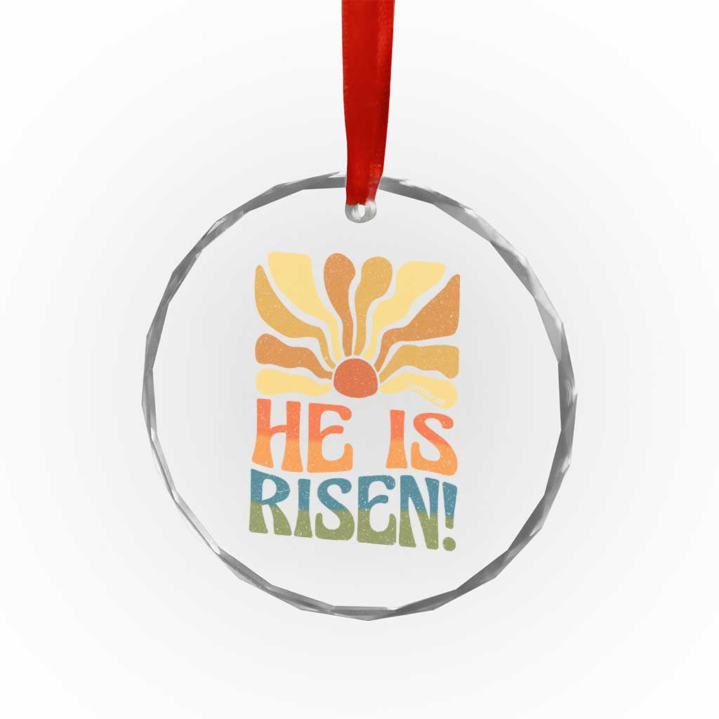 Retro Easter Crystal Glass Ornament Jesus He is Risen Matthew 28:6 Bible Verse Kids TS10 Print Your Wear