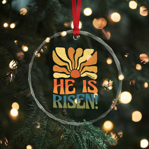 Retro Easter Crystal Glass Ornament Jesus He is Risen Matthew 28:6 Bible Verse Kids TS10 Print Your Wear