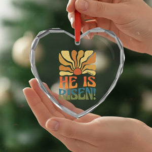 Retro Easter Heart Crystal Glass Ornament Jesus He is Risen Matthew 28:6 Bible Verse Kids TS10 Print Your Wear