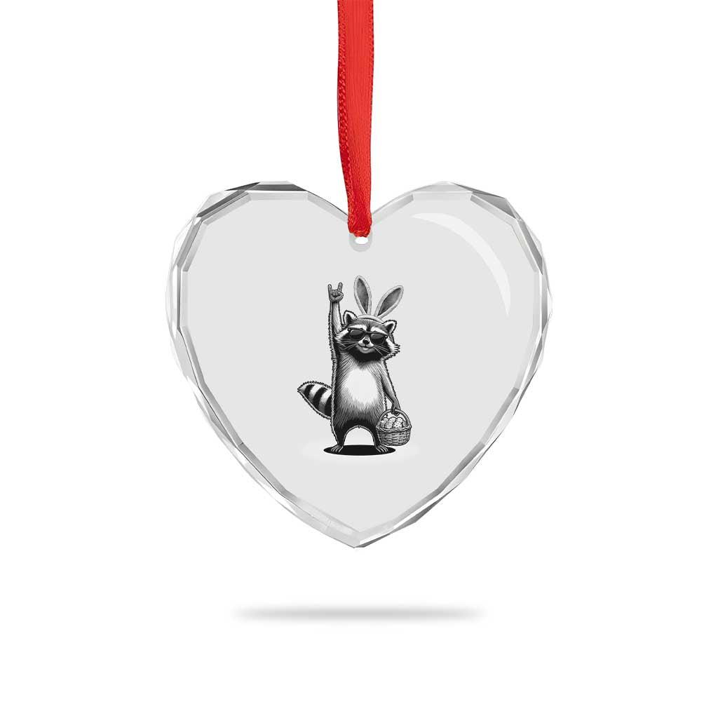 Retro Easter Raccoon Bunny Rock Hand Trash Panda Heart Crystal Glass Ornament TS11 Print Your Wear