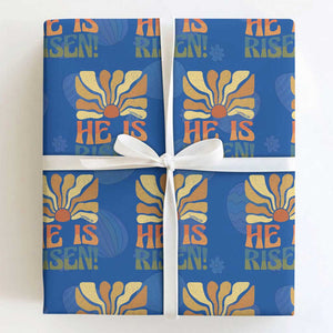 Retro Easter Wrapping Paper Roll Jesus He is Risen Matthew 28:6 Bible Verse Kids TS10 Royal Blue Print Your Wear