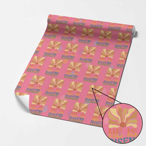 Retro Easter Wrapping Paper Roll Jesus He is Risen Matthew 28:6 Bible Verse Kids TS10 Pink Print Your Wear