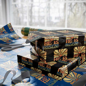 Retro Easter Wrapping Paper Roll Jesus He is Risen Matthew 28:6 Bible Verse Kids TS10 Black Print Your Wear