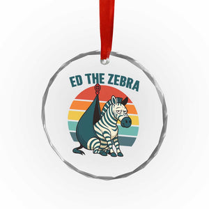 Retro Ed the Zebra Meme Crystal Glass Ornament Funny Viral Escape Animal Helicopter Rescue TS02 Print Your Wear