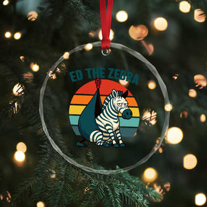 Retro Ed the Zebra Meme Crystal Glass Ornament Funny Viral Escape Animal Helicopter Rescue TS02 Print Your Wear
