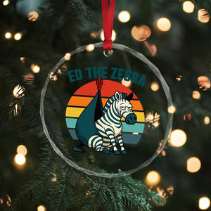 Retro Ed the Zebra Meme Crystal Glass Ornament Funny Viral Escape Animal Helicopter Rescue TS02 Print Your Wear