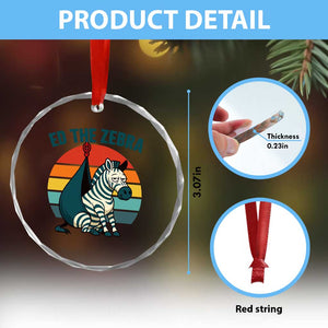 Retro Ed the Zebra Meme Crystal Glass Ornament Funny Viral Escape Animal Helicopter Rescue TS02 Print Your Wear
