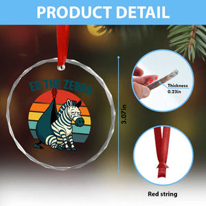 Retro Ed the Zebra Meme Crystal Glass Ornament Funny Viral Escape Animal Helicopter Rescue TS02 Print Your Wear