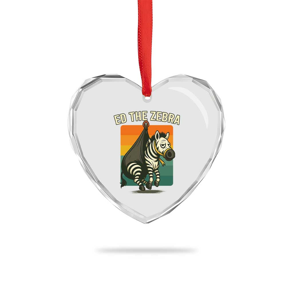 Retro Ed the Zebra Meme Heart Crystal Glass Ornament Funny Viral Escape Animal TS02 Print Your Wear