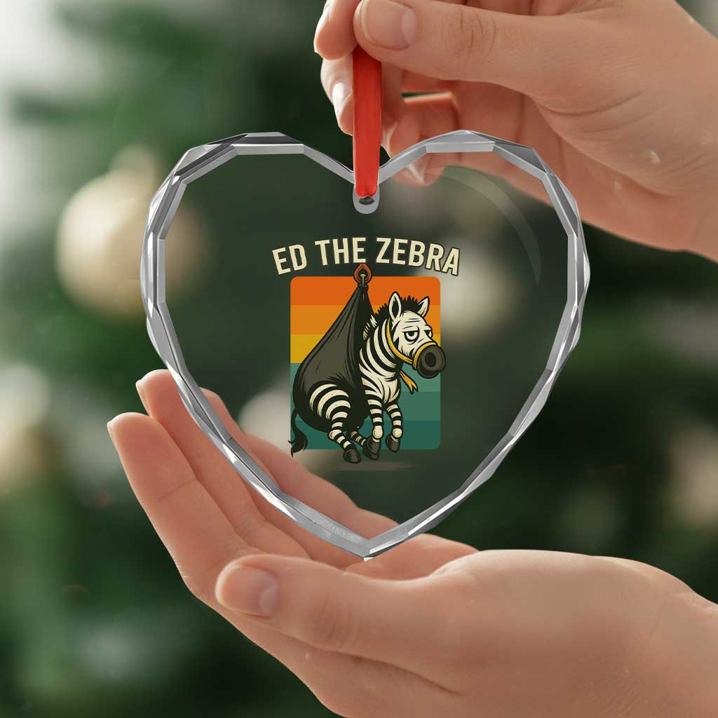 Retro Ed the Zebra Meme Heart Crystal Glass Ornament Funny Viral Escape Animal TS02 Print Your Wear