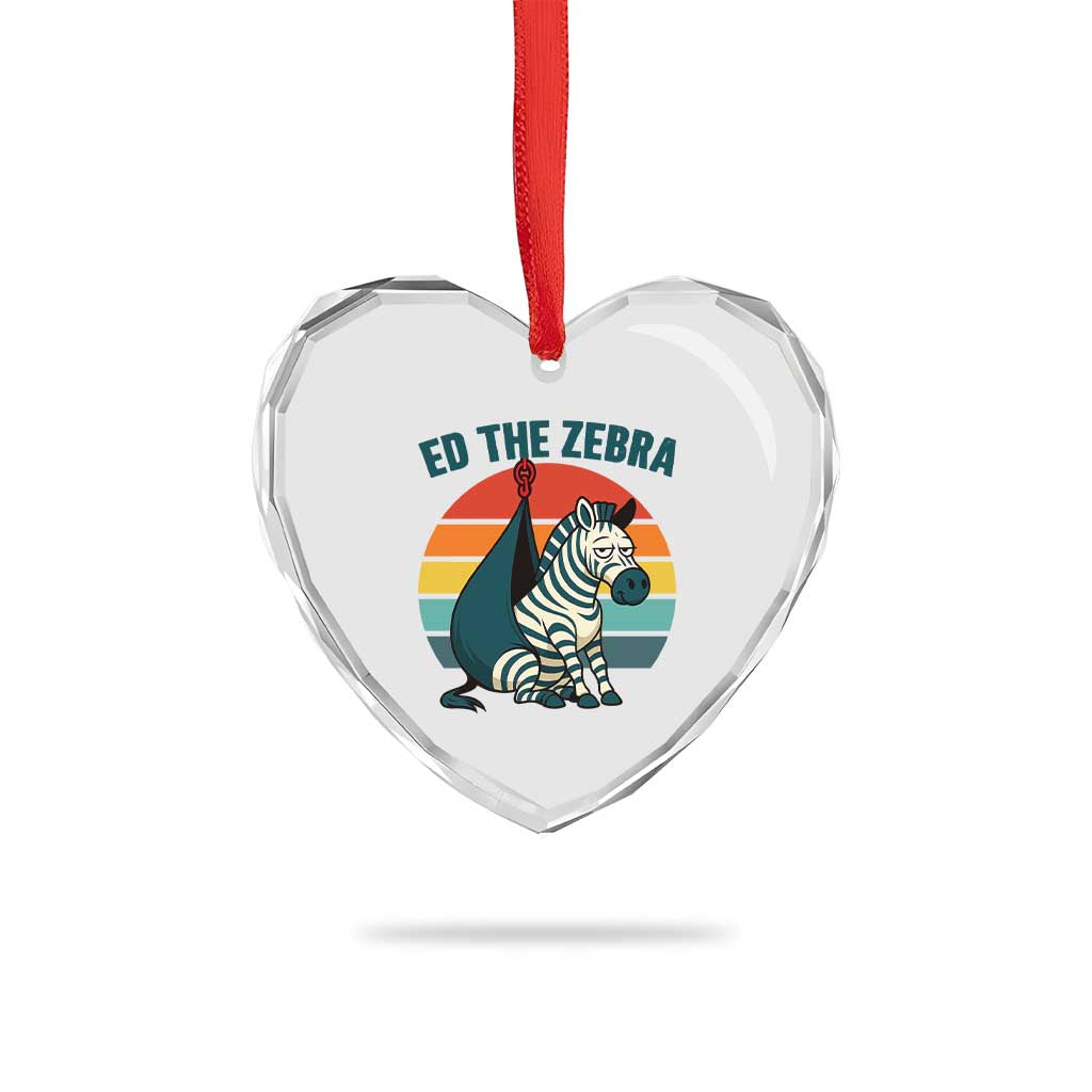 Retro Ed the Zebra Meme Heart Crystal Glass Ornament Funny Viral Escape Animal Helicopter Rescue TS02 Print Your Wear