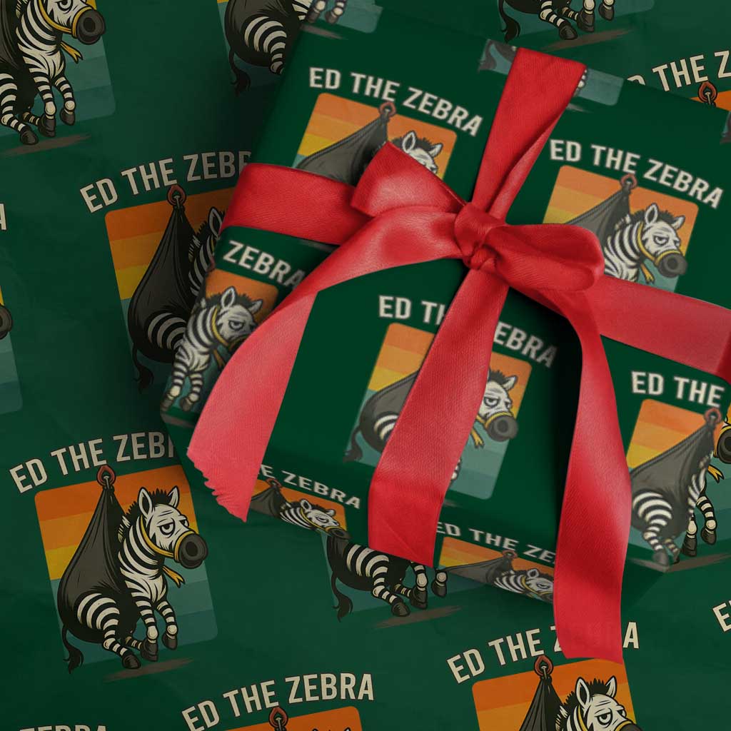 Retro Ed the Zebra Meme Wrapping Paper Roll Funny Viral Escape Animal TS02 Green Print Your Wear